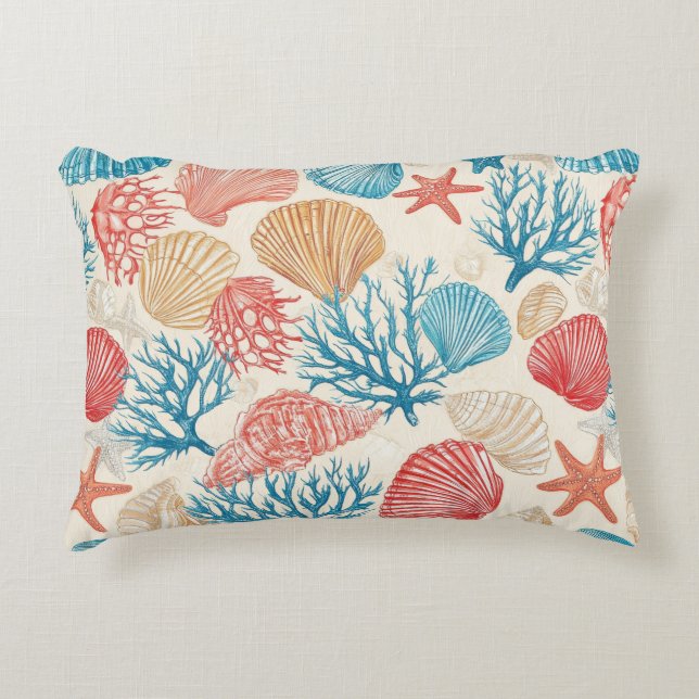 Rustic Coastal - Seashells, Starfish, Reef (7) Accent Pillow (Front)