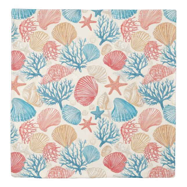 Rustic Coastal - Seashells, Starfish, Reef (7) Duvet Cover (Front)