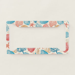 Rustic Coastal - Seashells, Starfish, Reef (7) License Plate Frame