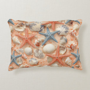 Rustic Coastal - Seashells, Starfish, Reef (8) Accent Pillow