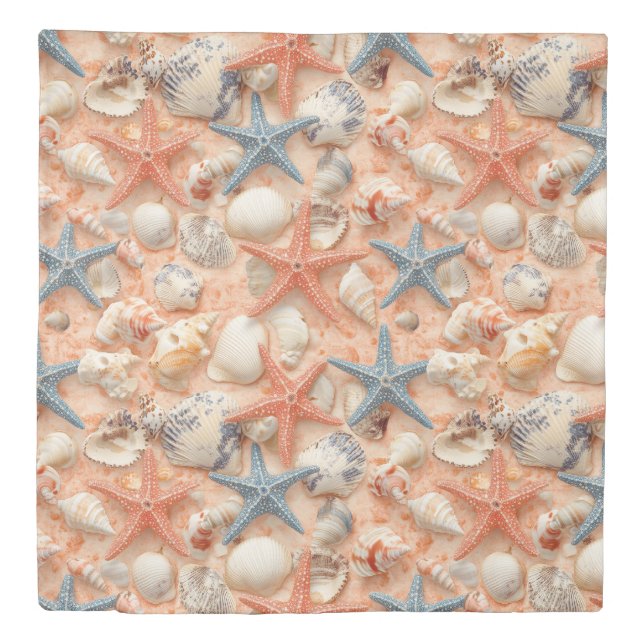 Rustic Coastal - Seashells, Starfish, Reef (8) Duvet Cover (Front)