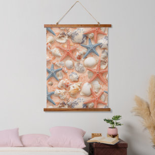 Rustic Coastal - Seashells, Starfish, Reef (8) Hanging Tapestry