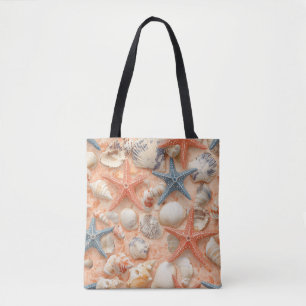 Rustic Coastal - Seashells, Starfish, Reef (8) Tote Bag