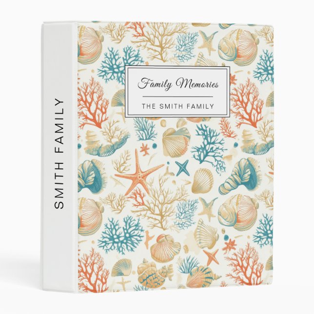 Rustic Coastal - Seashells, Starfish, Reef (9) Mini Binder (Front/Spine)