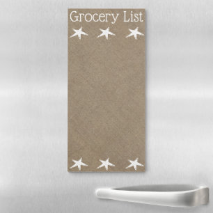 Rustic Coastal White Starfish Grocery List Magnetic Notepad