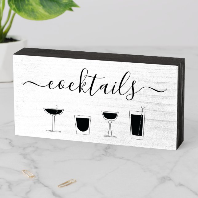 Rustic Cockails Drink Sign for Party, Bar Sign (In Situ Horizontal)