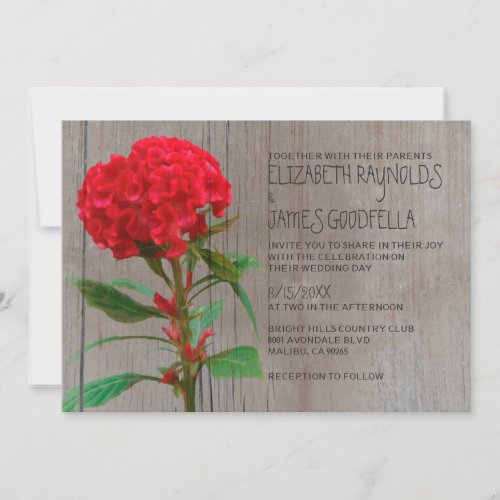 Rustic Cockscomb Wedding Invitations