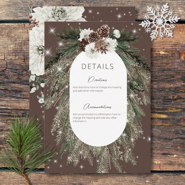 Rustic Cocoa Pine Winter Sparkle Details Enclosure Card (Rustic Cocoa Pine Winter Sparkle Details Enclosure Card)
