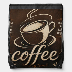 Rustic Coffee Bar Decor Gift Drawstring Bag