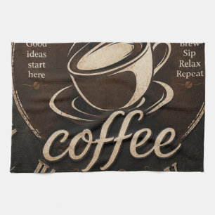 Rustic Coffee Bar Decor Gift Kitchen Towel
