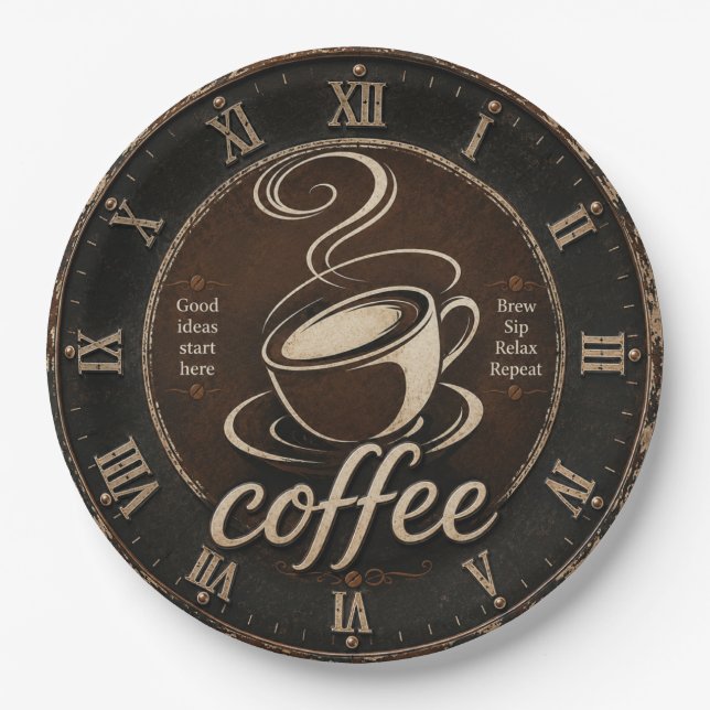 Rustic Coffee Bar Decor Gift Paper Plates (Front)