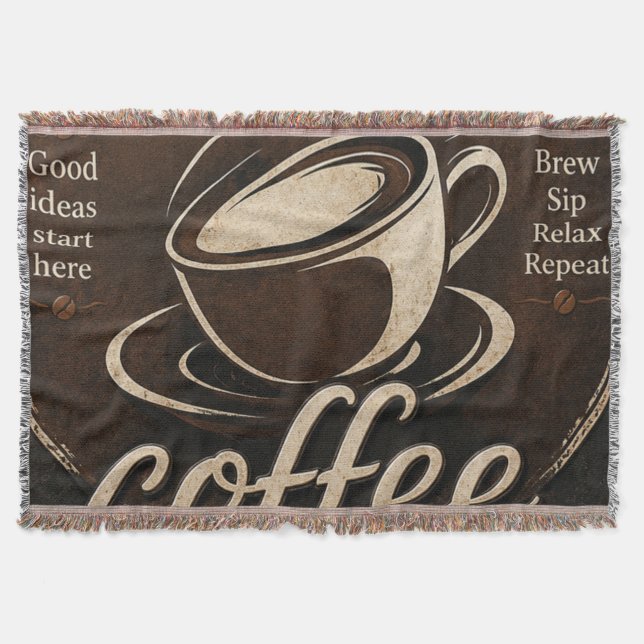 Rustic Coffee Bar Decor Gift Throw Blanket (Front)