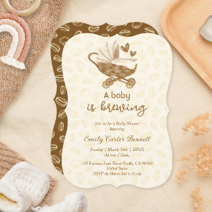 Rustic Coffee Beans A Baby is Brewing Baby Shower  Invitation