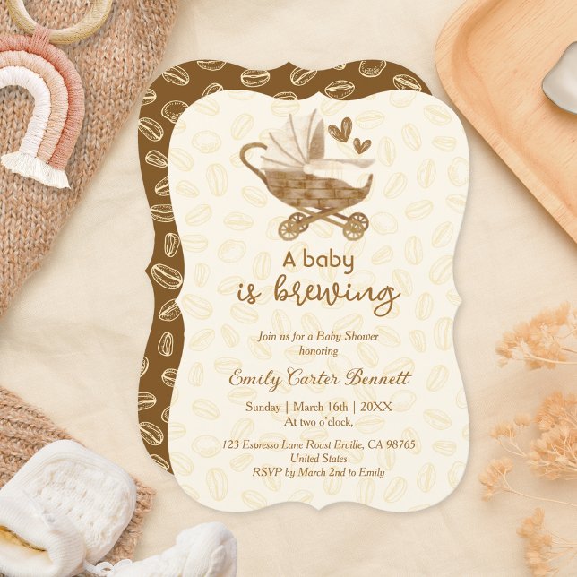Rustic Coffee Beans A Baby is Brewing Baby Shower  Invitation (Creator Uploaded)