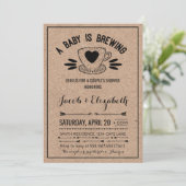 Rustic Coffee Couples Baby Shower Baby Brewing Invitation (Standing Front)