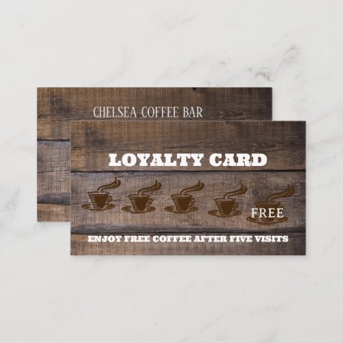 Rustic Coffee Cups Business Bar Professional  Loyalty Card