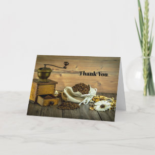 Rustic Coffee Grinder Photo Thank You Card