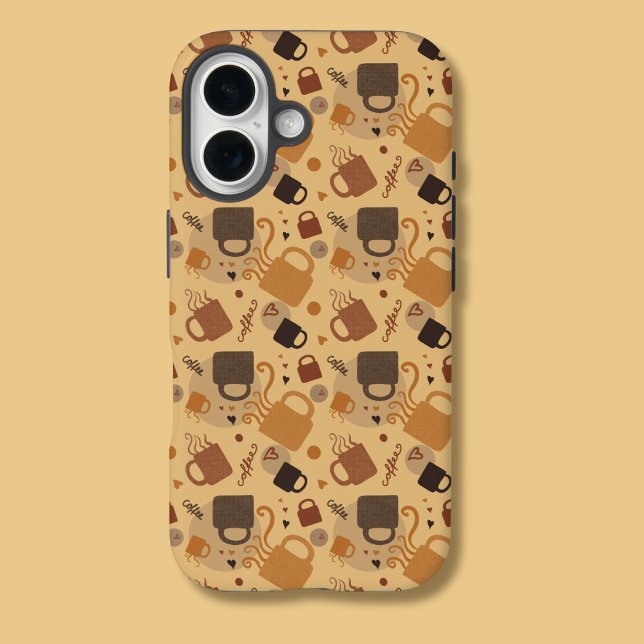 Rustic Coffee Love - Mug and Heart Pattern Case-Mate iPhone Case (Creator Uploaded)