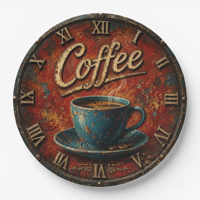 Rustic Coffee Paper Plates (Front)