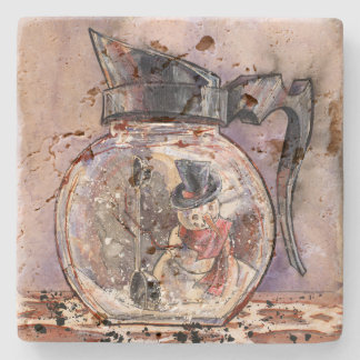 Rustic Coffee Pot Snow Globe Coaster