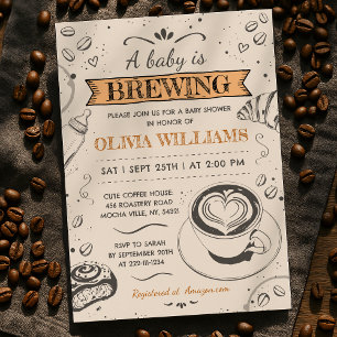 Rustic Coffee Shop Baby Is Brewing Baby Shower Invitation