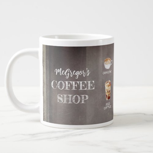 Rustic Coffee Shop Family or Business Brown Giant Coffee Mug
