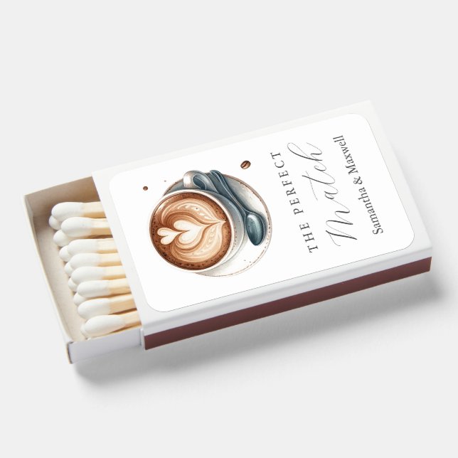 Rustic Coffee Themed Bridal Shower Favors Matchboxes (Front Open)