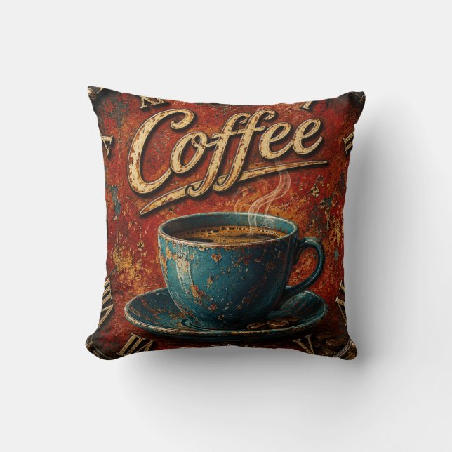 Rustic Coffee Throw Pillow (Front)