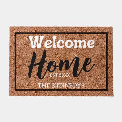 Rustic Coir Custom Family Name Welcome Home  Doormat