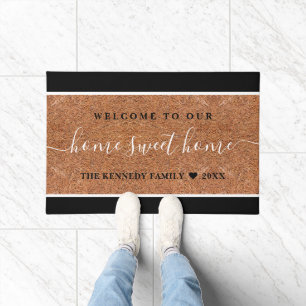 Rustic Coir Family Name Home Sweet Home Welcome  Doormat