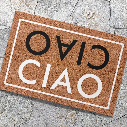 Rustic Coir Italian Welcome Black And White Ciao Doormat