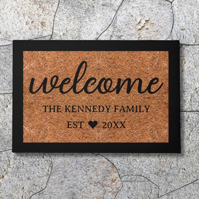 Rustic Coir Look Welcome Family Name Personalized  Doormat (Creator Uploaded)