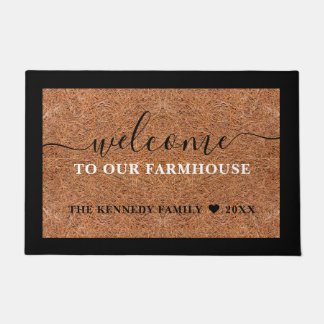 Rustic Coir Welcome To Our Farmhouse Family Name Doormat