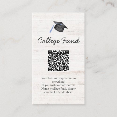 Rustic College Fund Graduation QR Code Enclosure Card