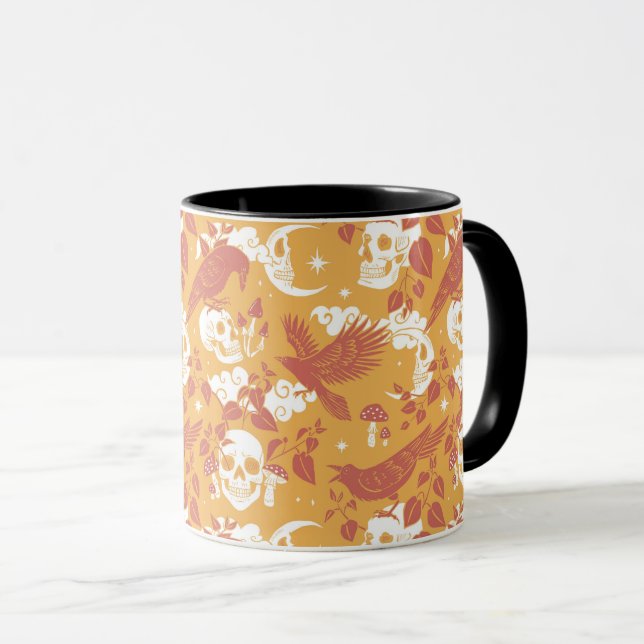 Rustic Color Halloween Pattern Coffee Mug (Front Right)