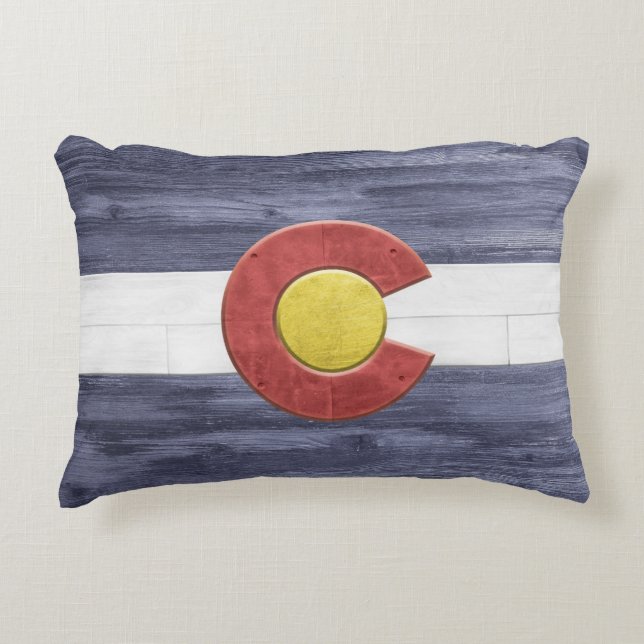 Rustic Colorado Flag Accent Pillow (Front)
