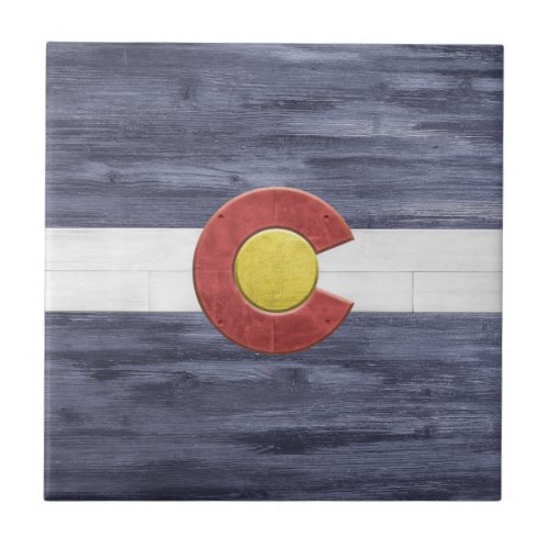 Rustic Colorado Flag Ceramic Tile