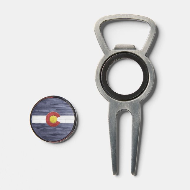 Rustic Colorado Flag Divot Tool (Front (Open))
