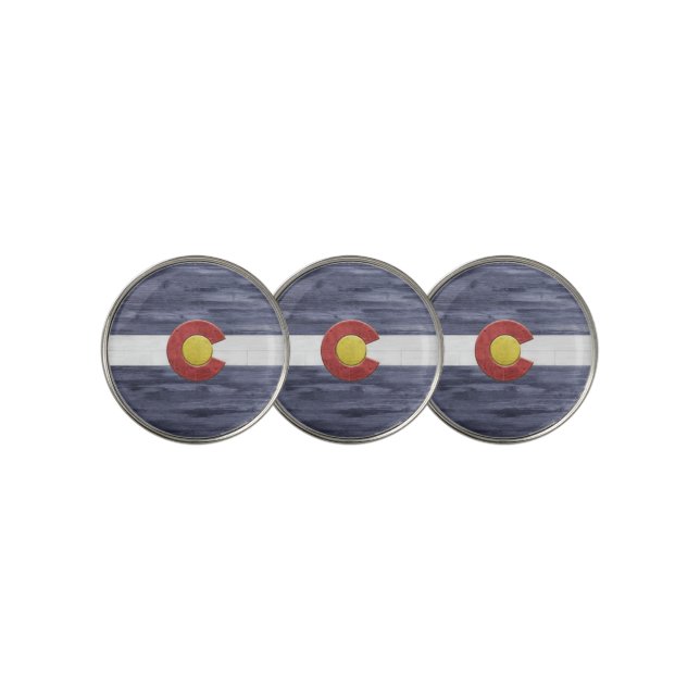 Rustic Colorado Flag Golf Ball Marker (3 Up)