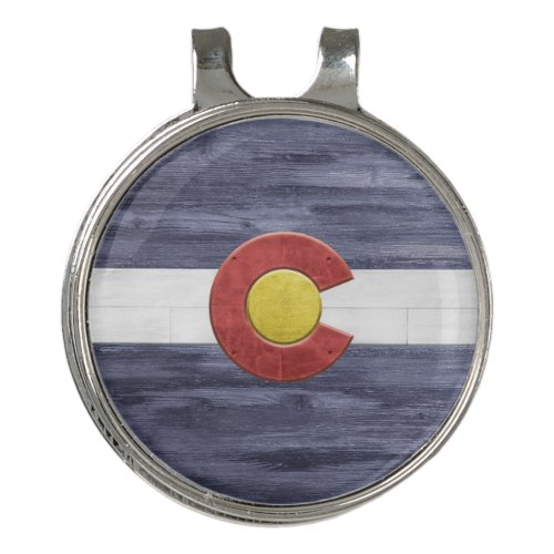 Rustic Colorado Flag Golf Hat Clip