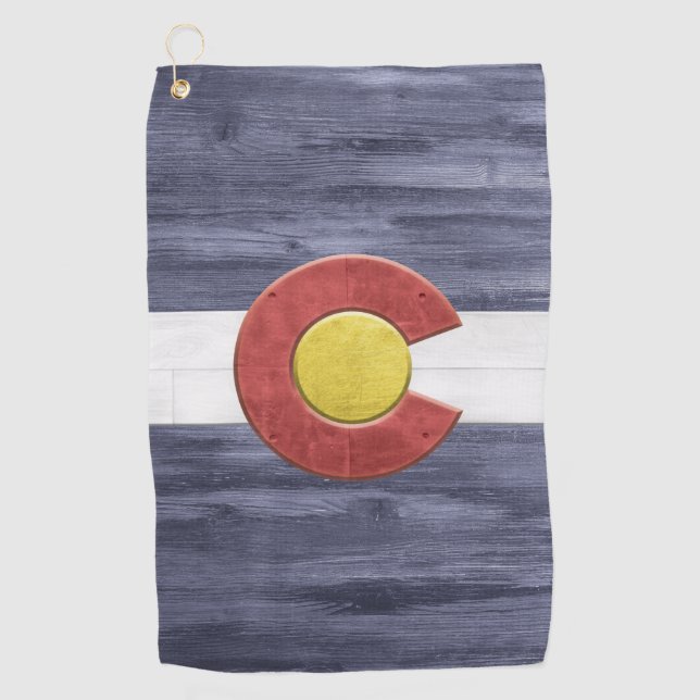 Rustic Colorado Flag Golf Towel (Front)