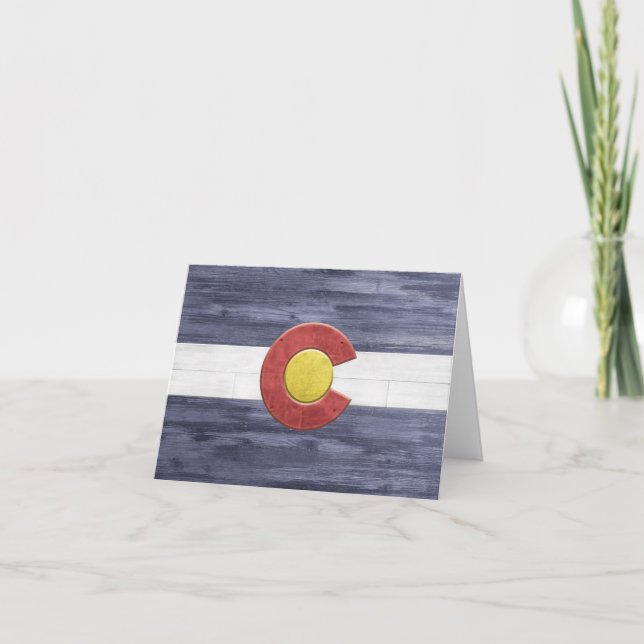 Rustic Colorado Flag Letterpress Thank You Card (Front)