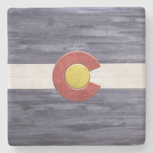 Rustic Colorado Flag Stone Coaster