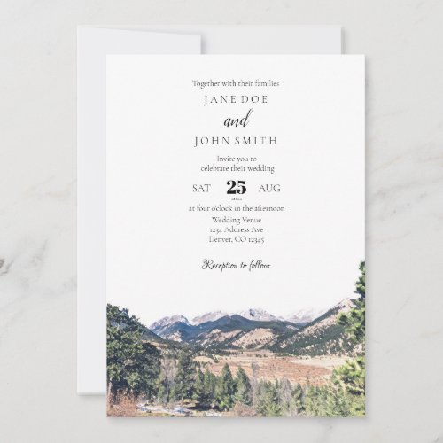 Rustic Colorado Mountain Wedding Invitation