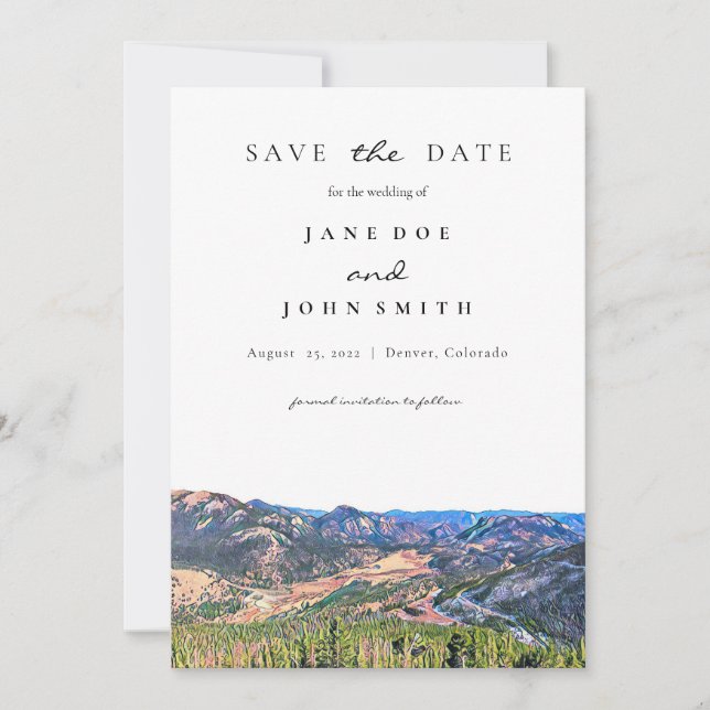 Rustic Colorado Mountains Wedding Save The Date (Front)