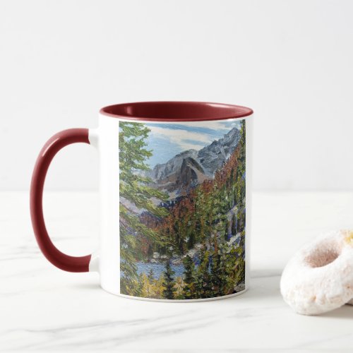 Rustic Colorado Rocky Mountain Lake Scene Mug
