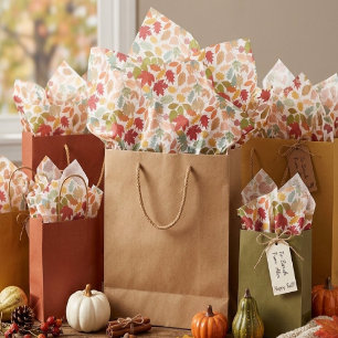 Rustic Colorful Autumn Leaves Seamless Pattern Tissue Paper
