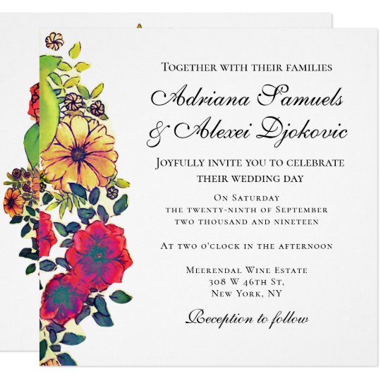 Rustic Colorful Fall Floral Country Garden Wedding Invitation