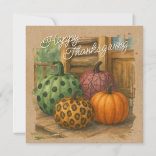 Rustic Colorful Fall Pumpkins Holiday Card