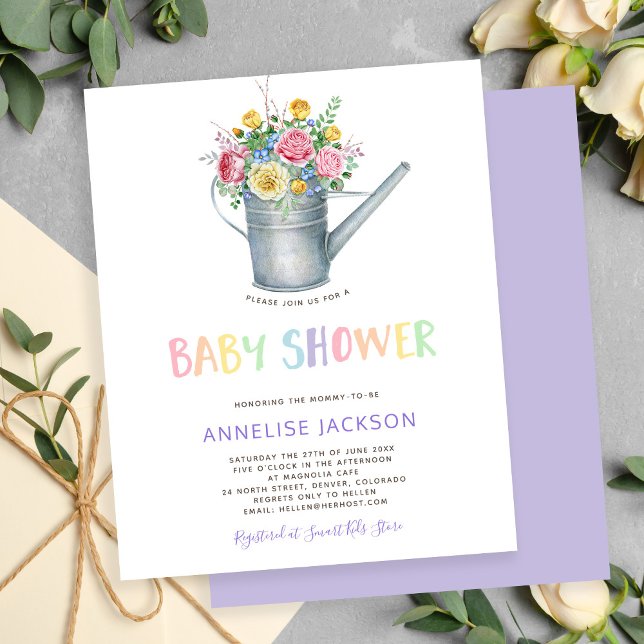 Rustic colorful floral baby BUDGET shower invite (Creator Uploaded)